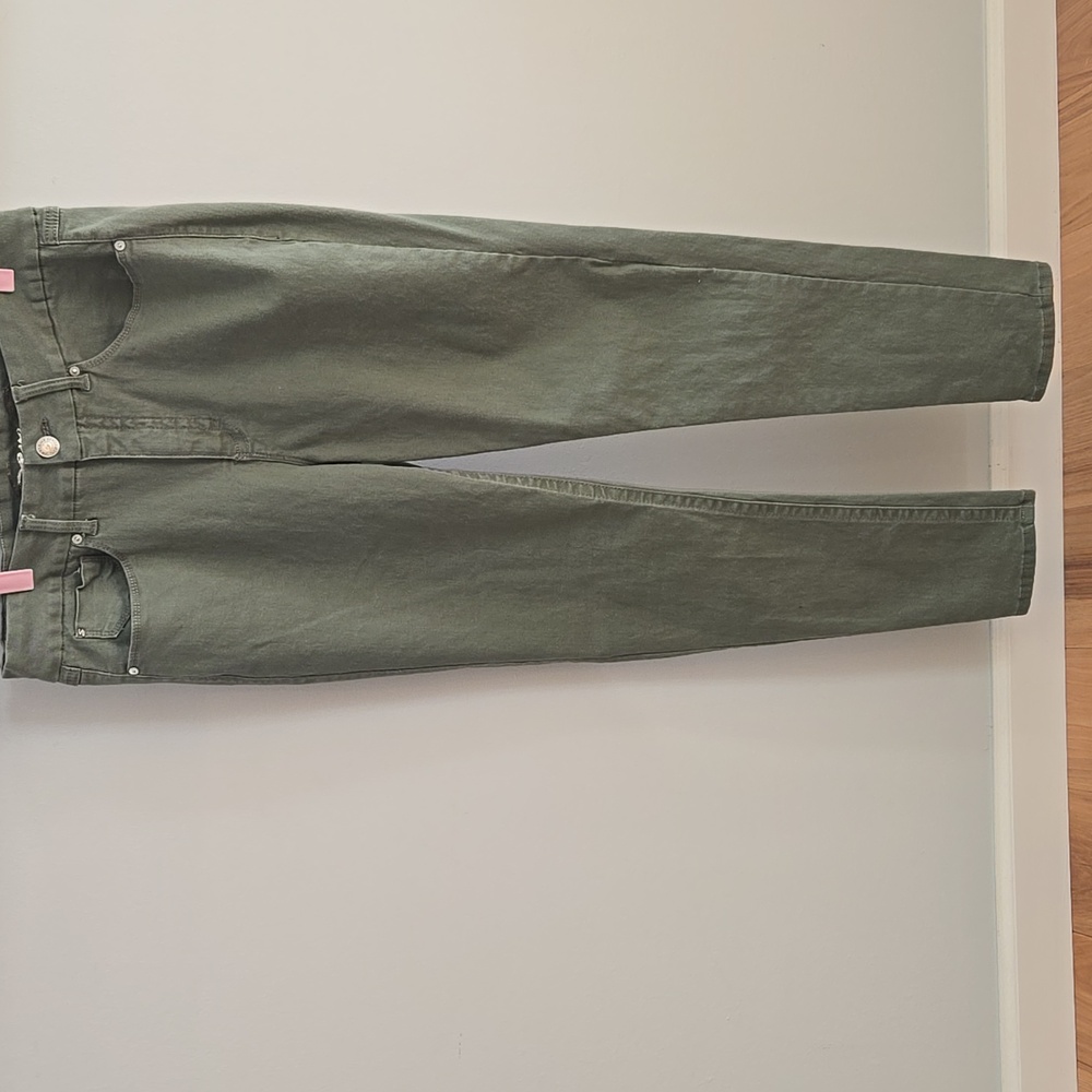 Seven7 Women's Olive Green Denim Jeans High Rise Skinny Size 14